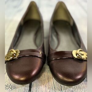 Circa Joan & David Classic Dani Burgundy Leather Preppy Ballet Flat Shoe 9